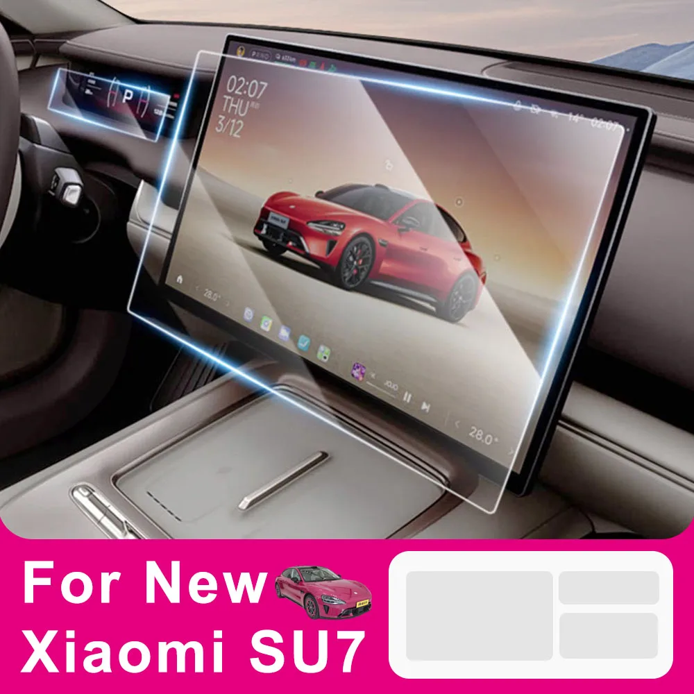 For New Xiaomi SU7 2026 Tempered Film For Central Control Screen Car Modification Parts Rear Display Screen Protective Film