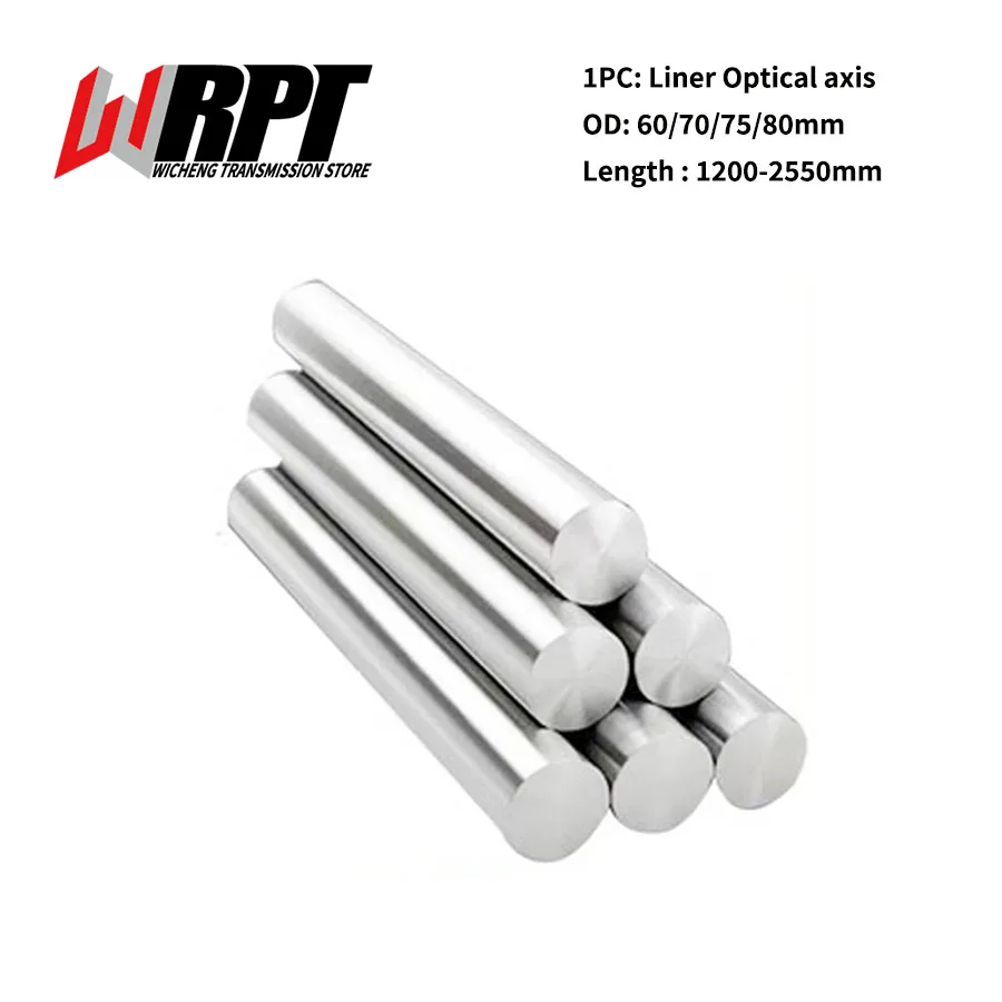 

1PC Optical Axis Linear Hard Shaft Rail Cylinder Chrome Plated Smooth Round Rod Diameter 60-80mm CNC Part Length 1200-2550mm