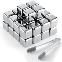 12PCS Stainless Steel Ice Cubes with Ice Clip Reusable Whiskey Stones Vodka for Family Party Wine beer Cooler Bar Chiller Tool