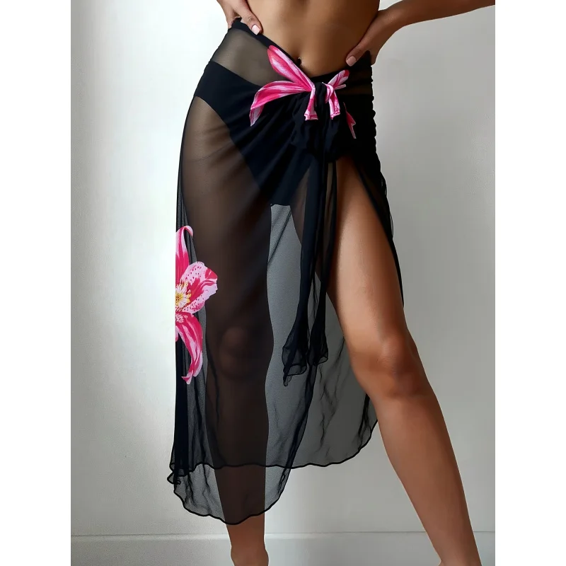 

Fashionable, casual, lightweight, comfortable beach vacation style floral print cover-up skirt
