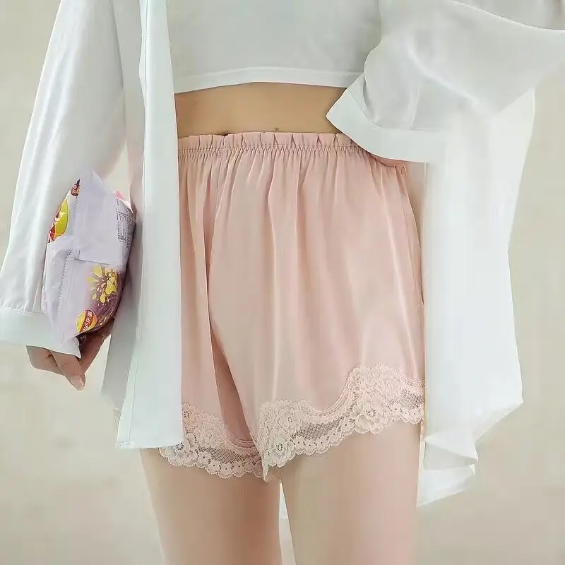 Fashion New Simple Women High Waist Shorts Solid Color Black White Summer Woman Shorts Female Elastic Lace Short Womens Clothing