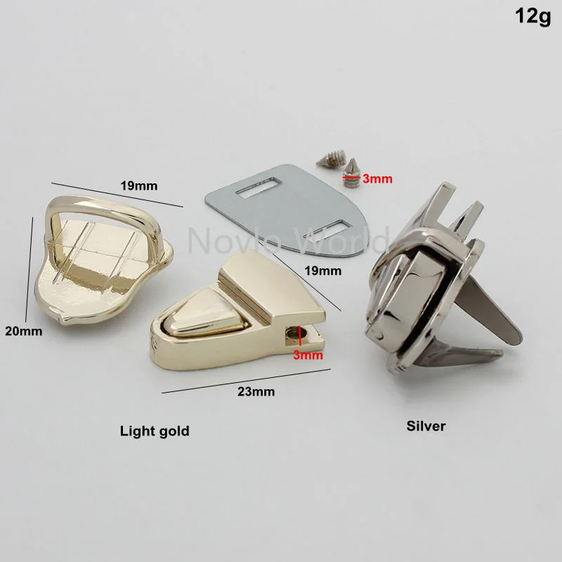 10-30 pieces 2 colors 23x19mm Small size Triangle Shape Metal man-briefcase leather bag lock push locks for handbags