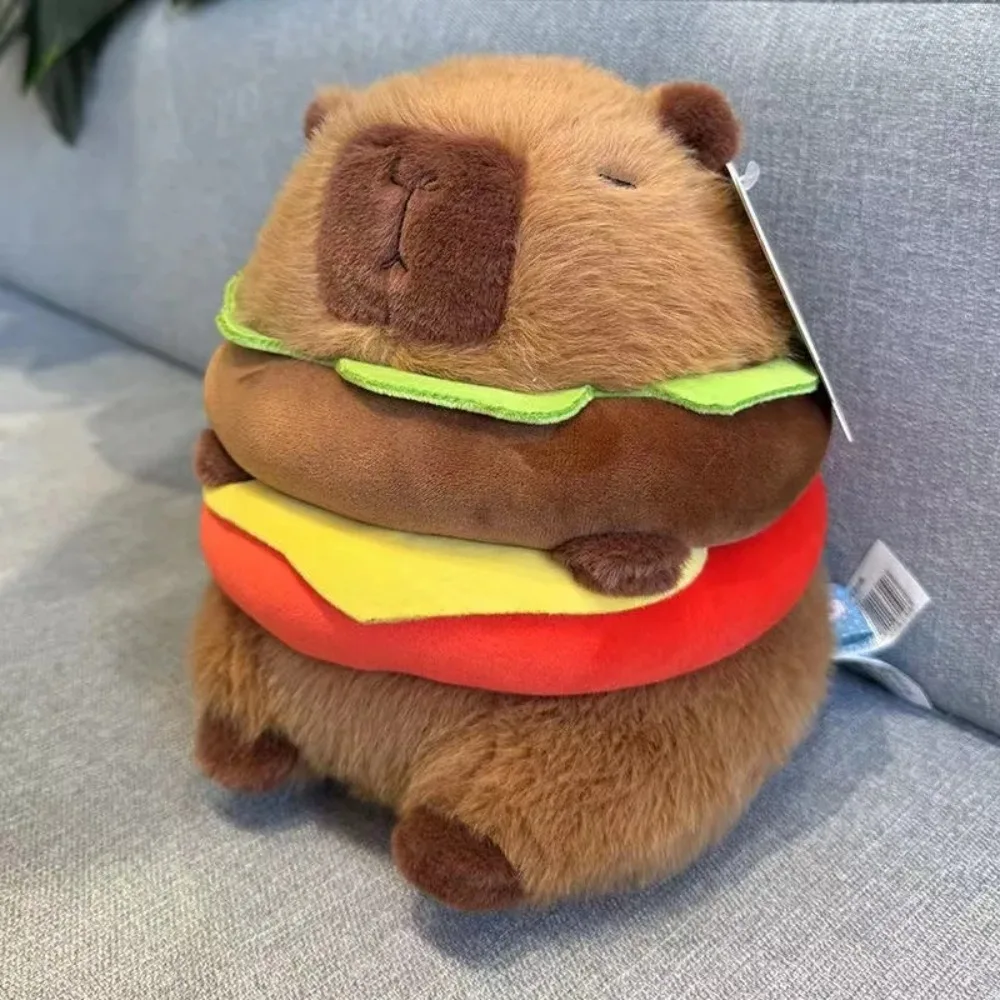 High Quality 20/26/36 Cm Hamburger Capybara Fluffy Pillow Kapibala Plush Doll Cartoon Animals Transformation Stuffed Toy Girl