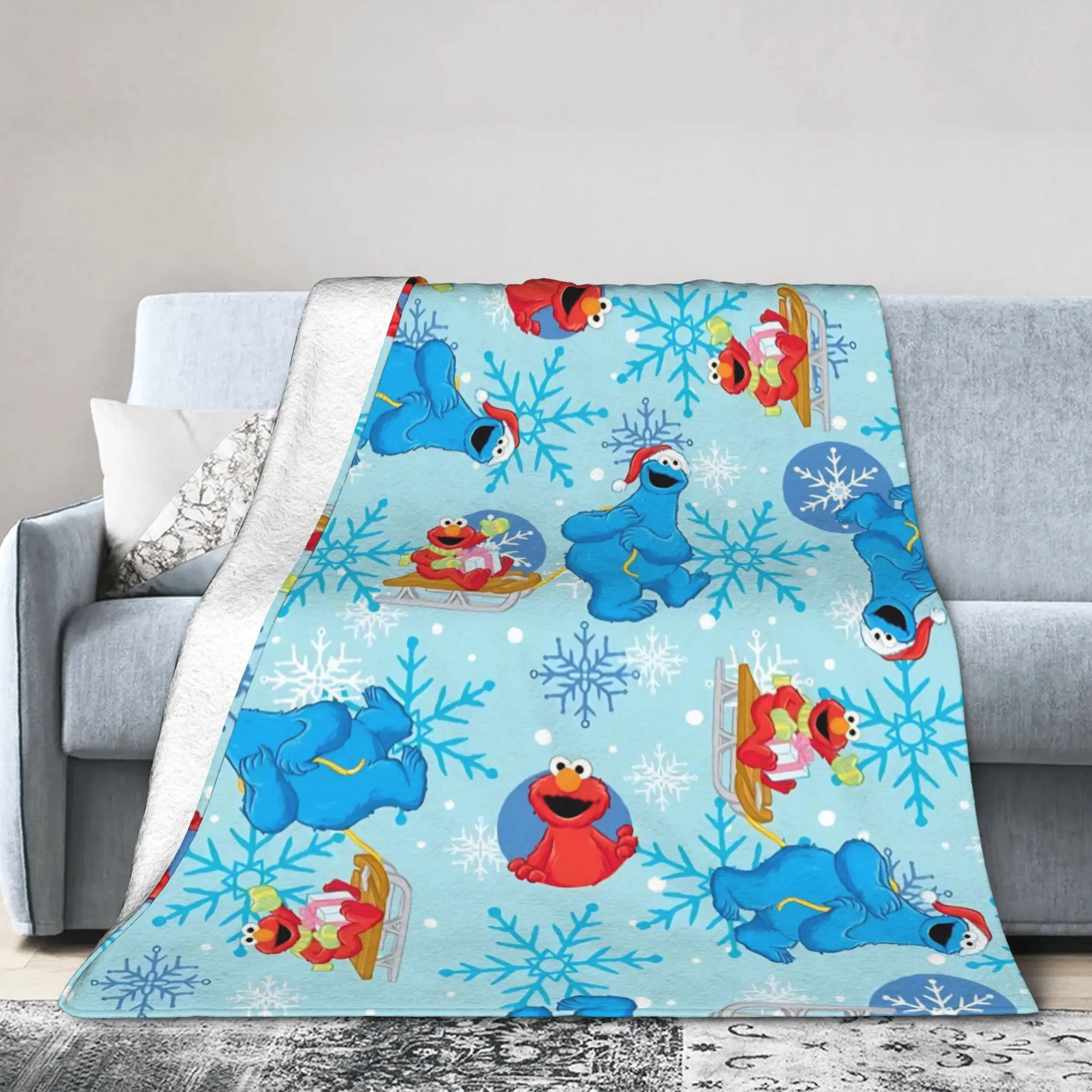 Sesames Streets Blankets Cookie Monster Flannel Awesome Warm Throw Blankets for Bed Sofa Autumn/Winter,