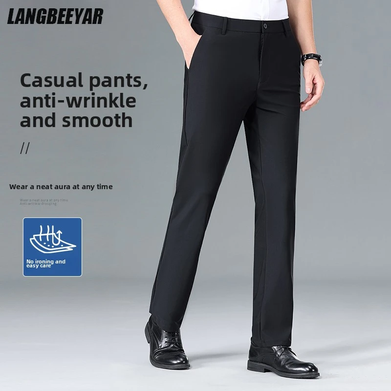 

Top Quality Wrinkle Free Non-ironing New Brand Classic Fashion Casual Long Pants Men Business Trousers Mens Clothing 2025