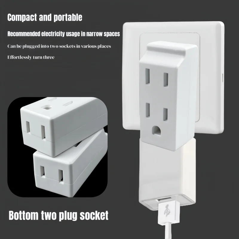 3 in 1 American Standard power plug adapter NEMA 1-15P Male to Female NEMA 1-15R US 2 Pin To 3 pins Socket