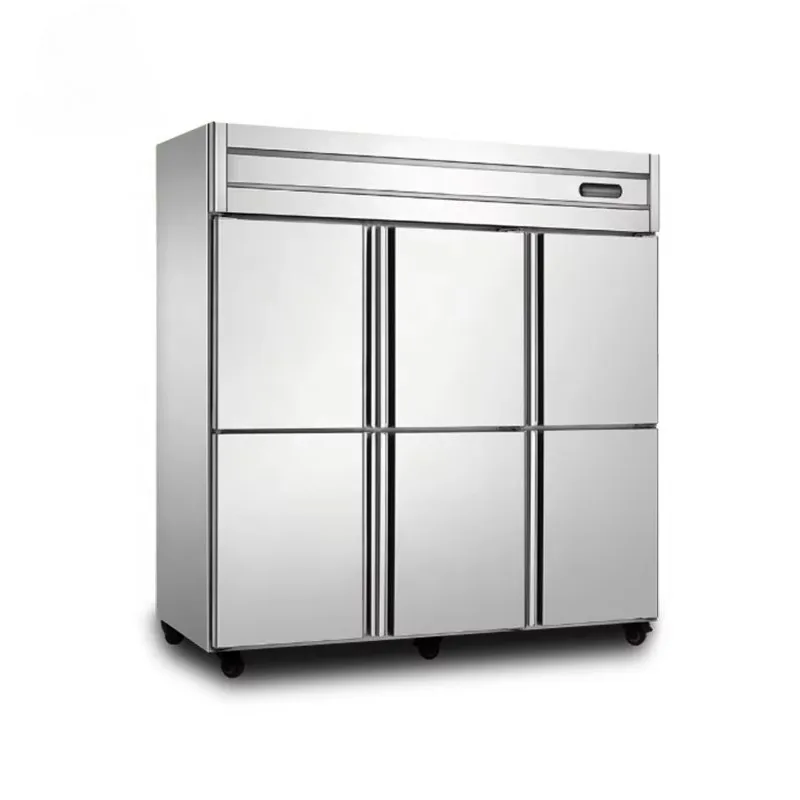 Ultra-Large Capacity Six Doors Upright Refrigerator Commercial Kitchen Chiller Vertical Freezer Stainless Steel Fridge