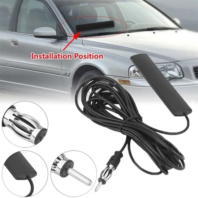 DC 5-12V Car Electronic Radio Antenna Car Hidden Amplified Antenna Signal Amplifier Booster Antena for Car Truck Motorcycle Boat