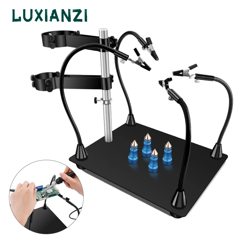 

LUXIANZI Third Pana Hand Hot Air Gun Frame PCB Heat Gun Stand Helping Hands For Rework Station Weld Repair Soldering Tool