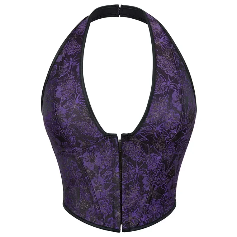 

Women Gothic Burlesque Corset Crop Top Plus Size Waist Trainer Bustier Tank Top Vintage Lingerie Vest