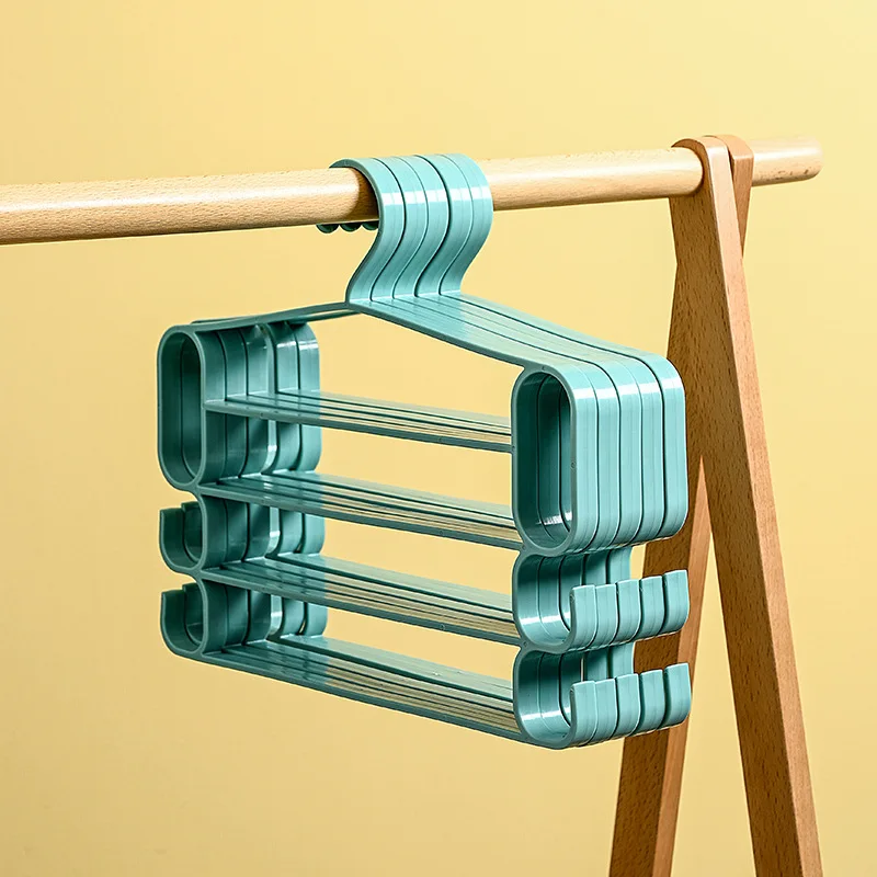 

5pc Multi-functional Non-Slip Multi-Layer Pants Hanger, Closet Hanging Organizer, Prevents Sliding, Keeps Pants Neat & Tidy