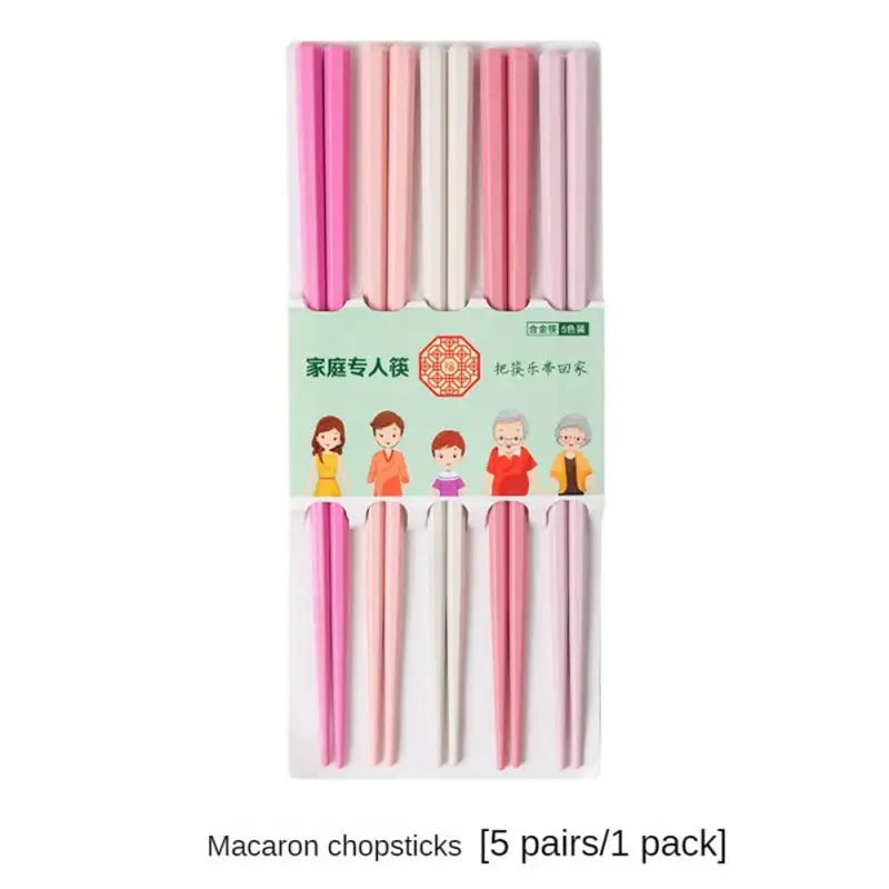 Alloy Chopsticks Macaron Hexagonal Small Fresh Morandi Serving Chopsticks Person A New Household Tableware Chopsticks