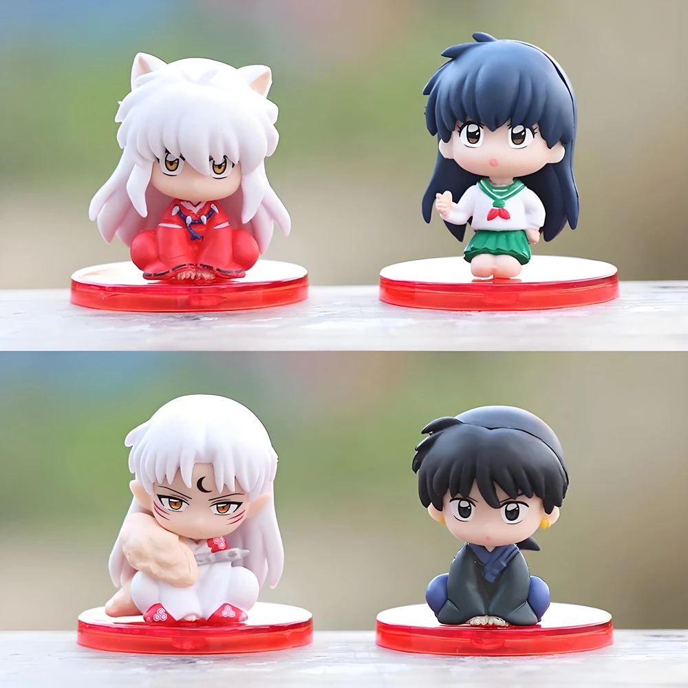 NUEVO Set de 4 Figuras de Anime Inuyasha, Kikyo, Sesshoumaru, Higurashi Kagome, Figuras de Acción Versión Q, Muñecos de Juguete, Regalos