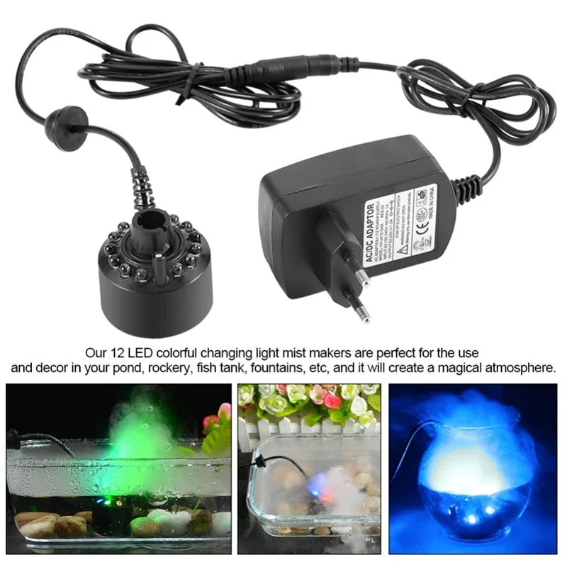 110V-240V 12 LED Fish Tank Mist Maker Forger Atomizer Humidifier For Water Fountain Pond Aquarium Decoration Creating Atmosphere