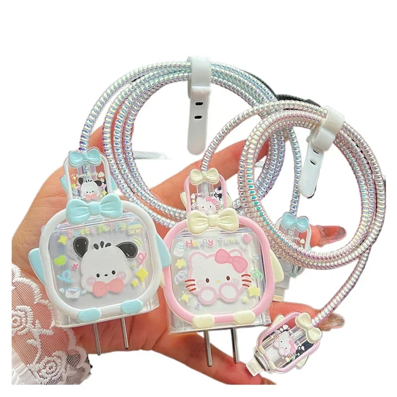 

Hello Kitty Anime Sanrio Apple Kawaii Ins 20w Fast Charge Data Cable Cute Pochacco Phone Charger Protection Gifts for Girls