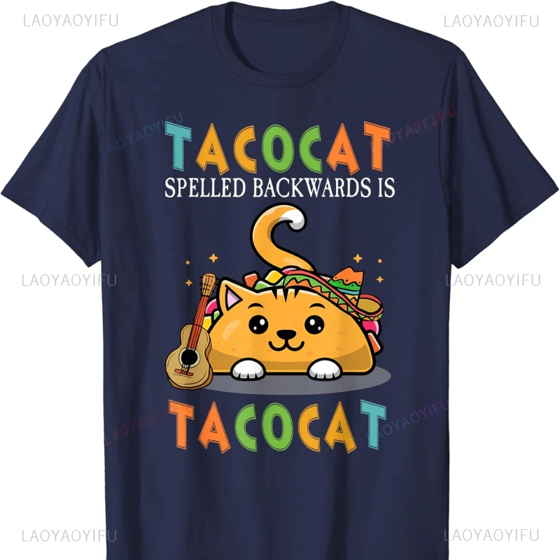 Tacocat Spelled Backward Is Tacocat Tee Love Cat and Taco T-Shirt Harajuku  Clothes Shirts for  Gothic Comfortable Top unisex