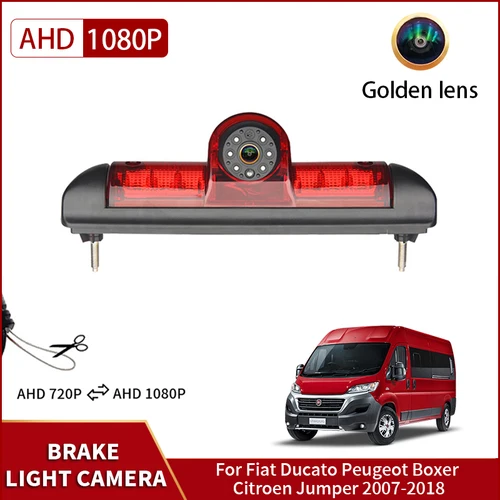 AHD 1080P luz de freno de coche impermeable vista trasera cámara de respaldo de marcha atrás para Fiat Ducato Peugeot Boxer Citroen Jumper 2007-2018