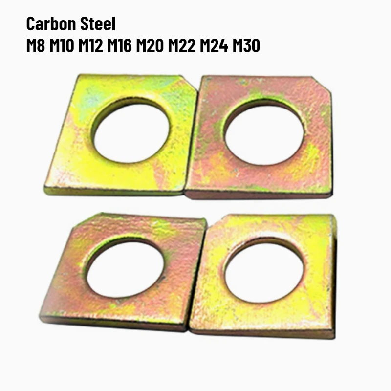 GB853 M8 M10 M12 M16 M20 M22 M24 M30 Color Coated Zinc Carbon Steel Square Bevel Washer Square Taper Gasket for Slot Section