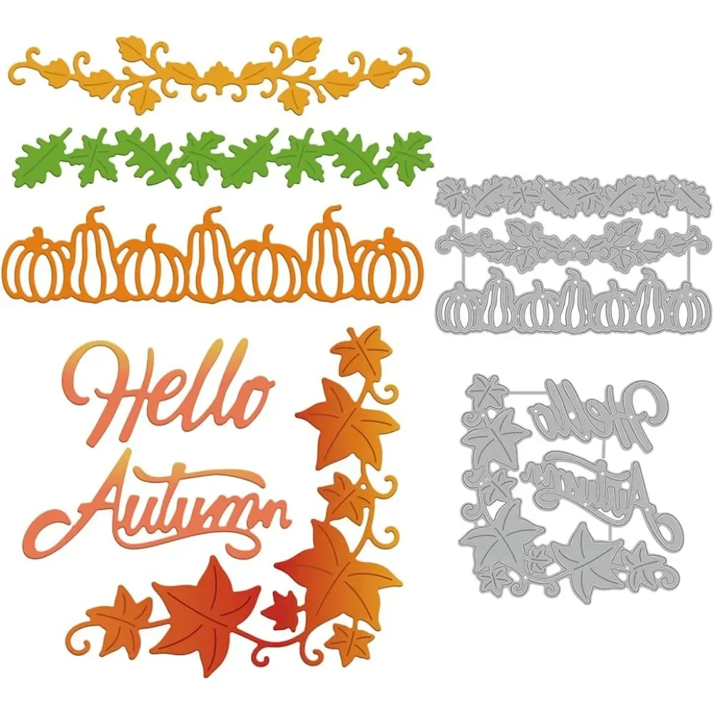 

Fall Corner Cutting Dies Autumn Lace Maple Leaves Pumpkin Embossing Stencils Template Carbon Steel Cut Die for Paper Card DIY