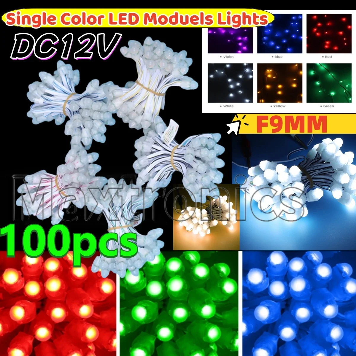 DC12V 100 stks Outdoor Logo Billboard F9mm Enkele Kleur LED Moduels Verlichting voor Reclame Sfeer Waterdichte Led Punt Lamp