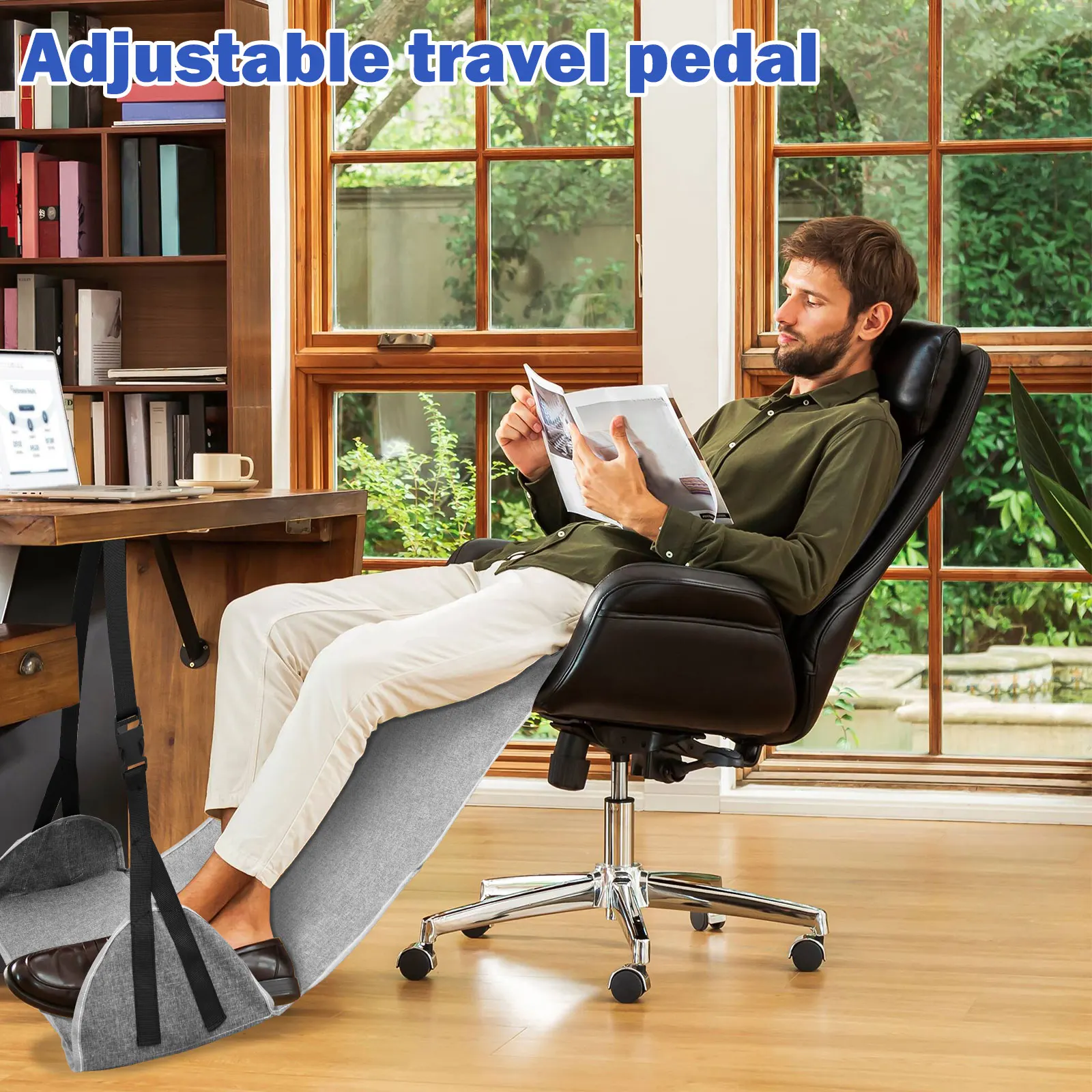 Adjustable Travel Foot Hammock Nylon Comfortable Foot Rest Sling For Airplane Office Home Use Upgraded Strap Relaxation Tool
