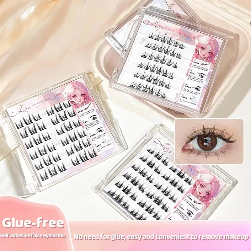 Pestañas postizas sin pegamento, 36 racimos, curvatura C, para principiantes, DIY, naturales, suaves, esponjosas, segmentadas, reutilizables, para compras