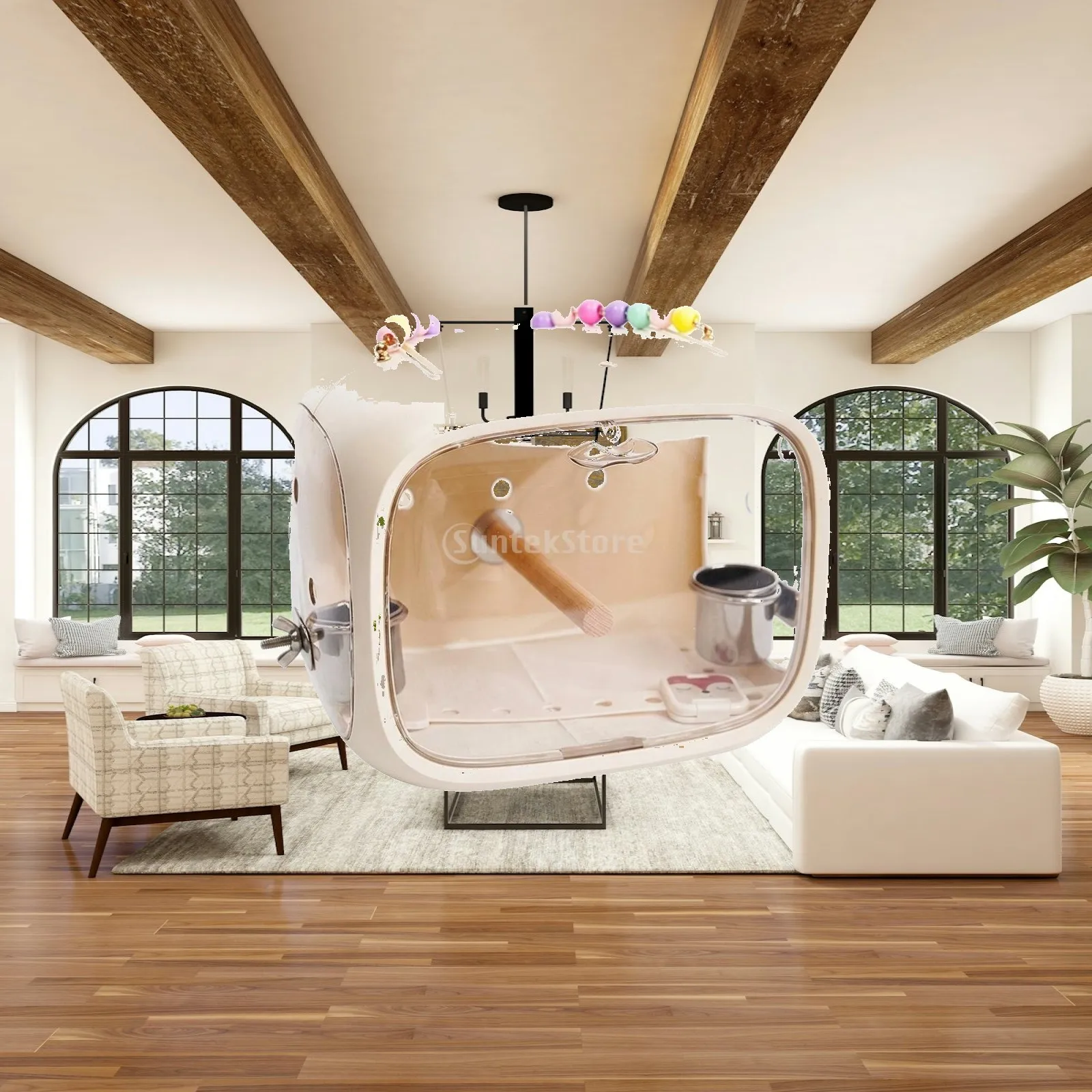 clear-plastic-bird-cage-for-parakeets-cockatiels-with-portable-handle-and-spacious-interior
