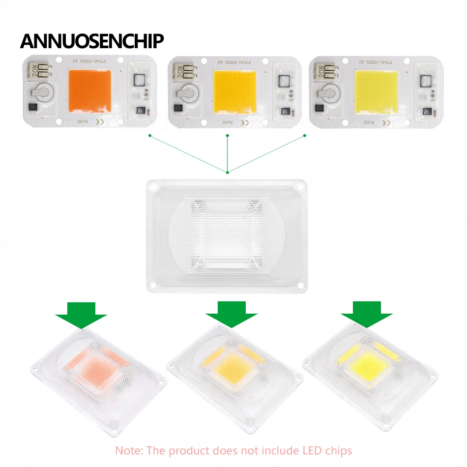 90 120 LED COB Chip PC Lens Reflector Spotlight Cup Impermeável Selado Silicone Anel Tampa Da Lâmpada para DIY Plant Growth Floodlight