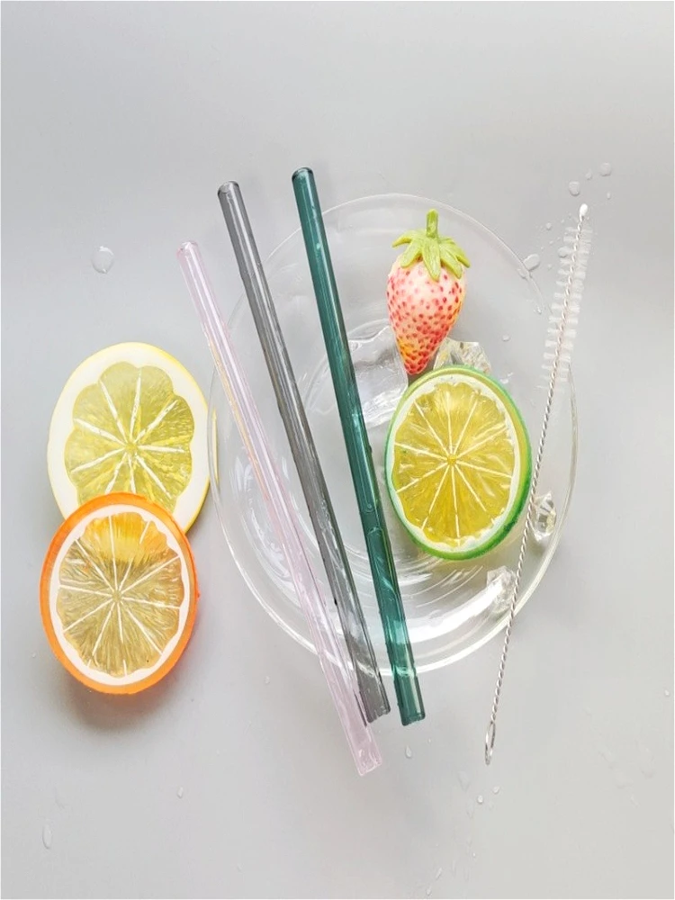 Lot de 5 pailles en verre borosilicate écologiques, droites, 8*150mm, pour café, thé au lait et boissons, cadeau de Noël idéal