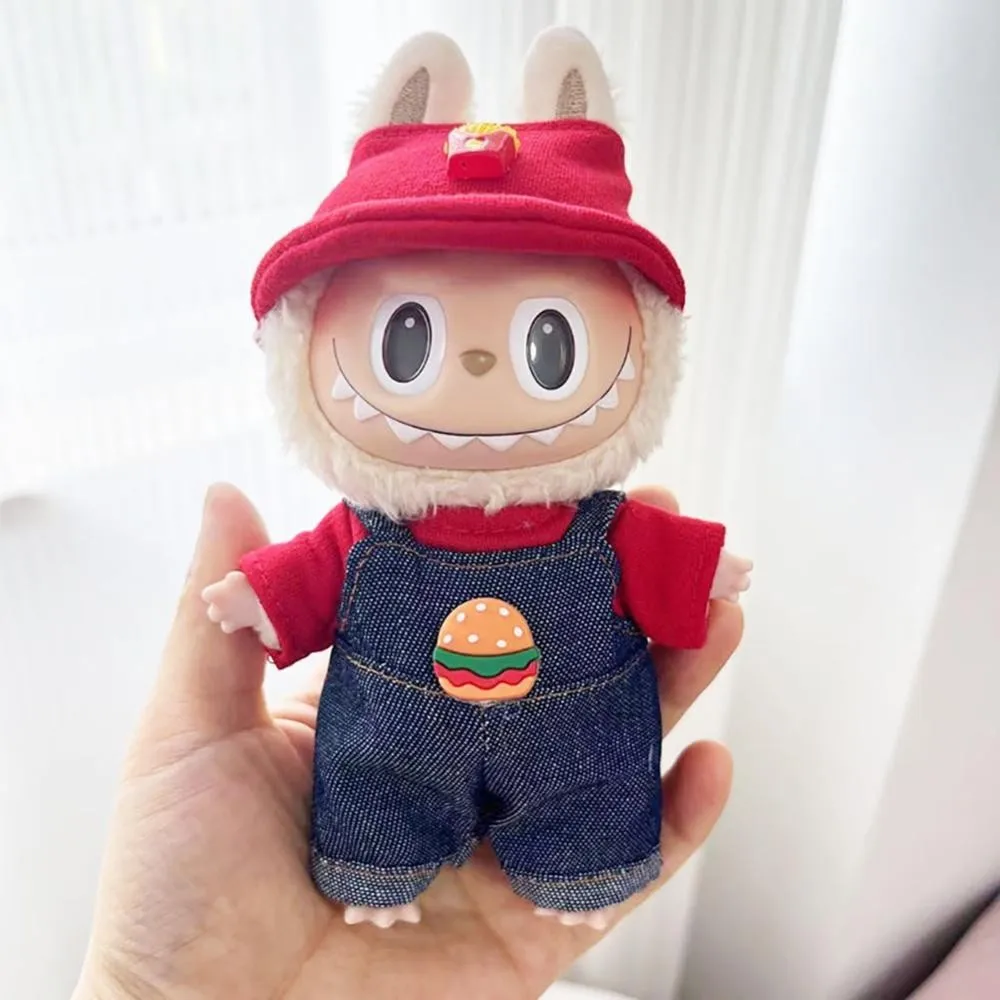 Mini ropa de muñeca de peluche de 17cm, accesorios de atuendo para muñecas de ídolo Kpop Exo Labubu de Corea, sudaderas con capucha a juego de colores, regalo de ropa