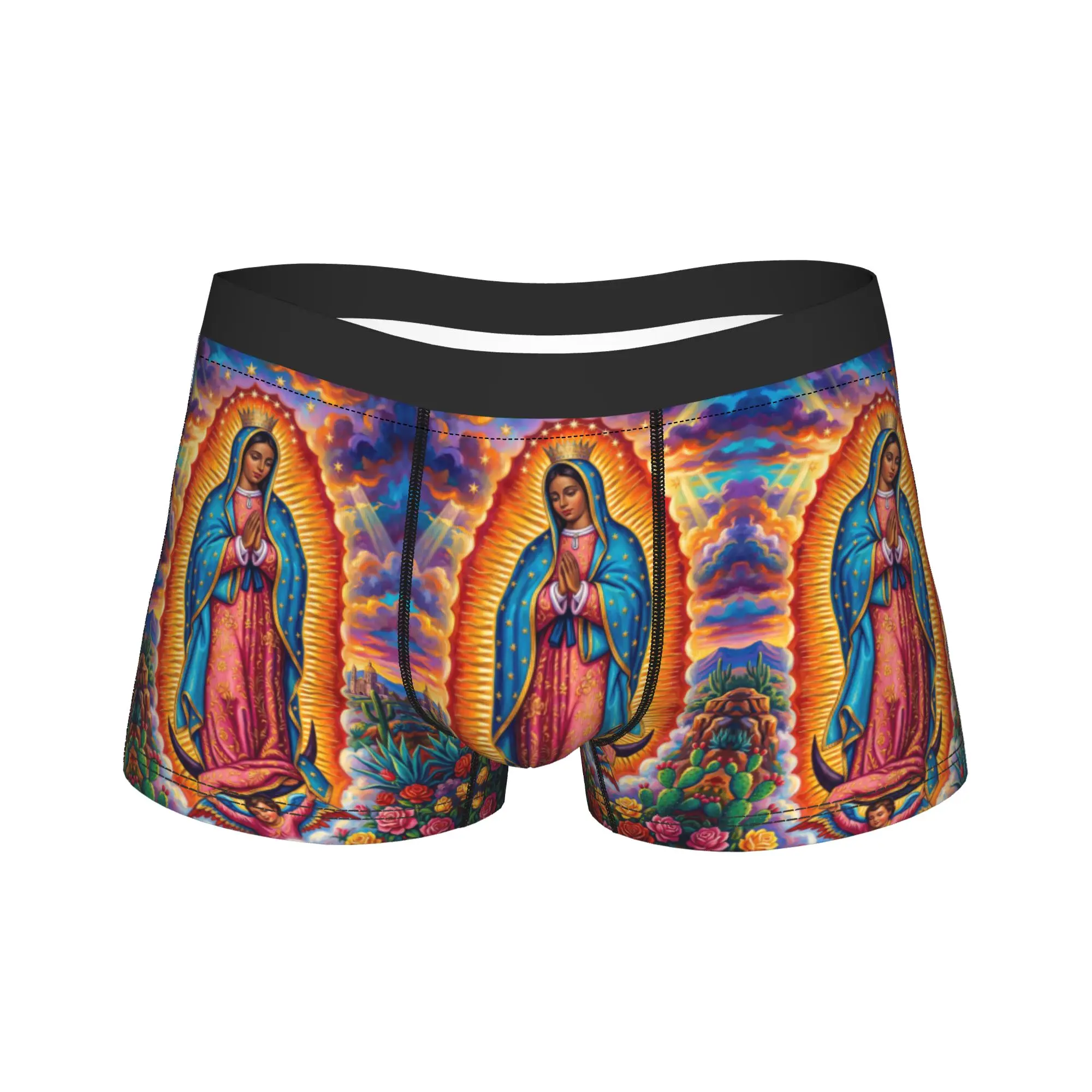 Our Lady of Guadalupe Boxer Brief  Underwear Hot Sale Males Novelty Boxershorts Custom DIY Plus Size Underpants