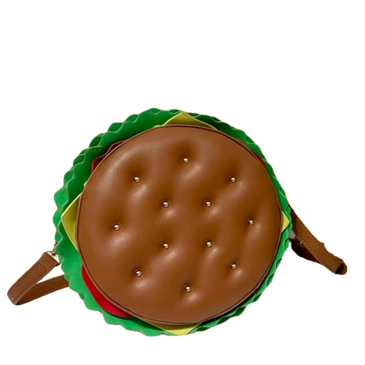 Bolsa de couro pu em formato de hambúrguer, bolsa em formato especial, fofa, criativa, caça, tendência de rua