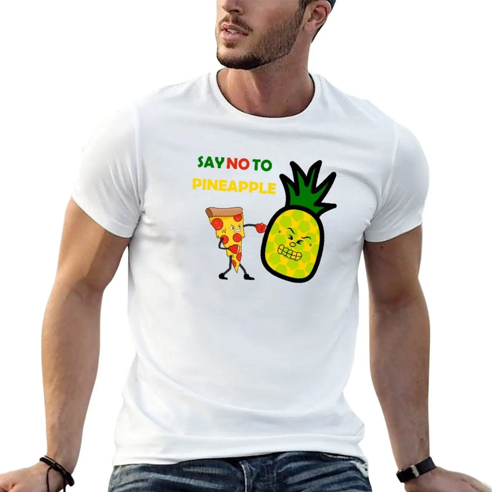 

PIZZA SAY NO TO PINEAPPLE T-Shirt man t shirts for men casual t shirt man luxury man t shirts graphic T-shirt
