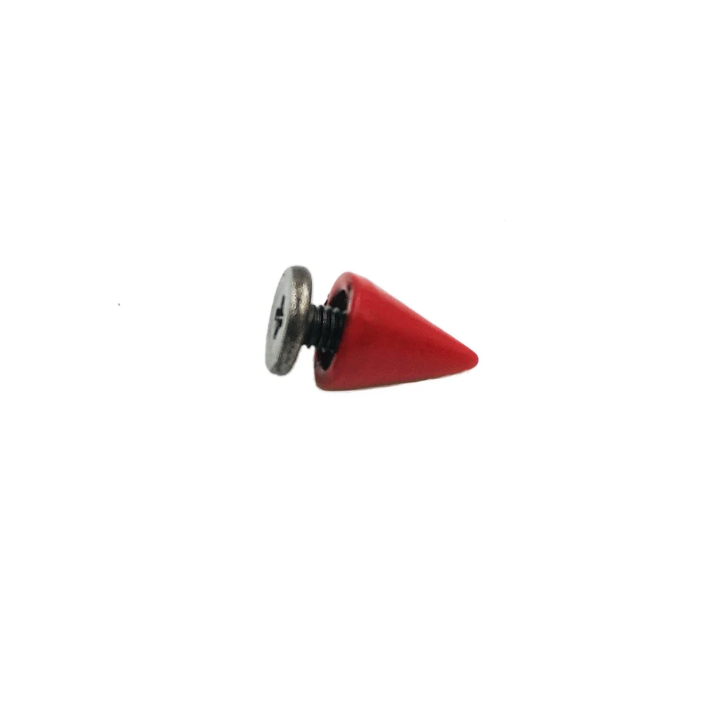 100sets 7x10mm Painted Red Cone Spots Metal Studs Spikes Leathercraft Rivets Punk Spike Clothes Bags Belt Pet Collars