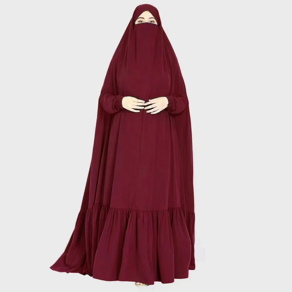 Imagem -04 - Abaya com Capuz para Mulheres Muçulmanas Roupas Islâmicas Vestido de Oração de Uma Peça Dubai Khimar Turco Roupa Islâmica Ramadã Khimar Jilbabs