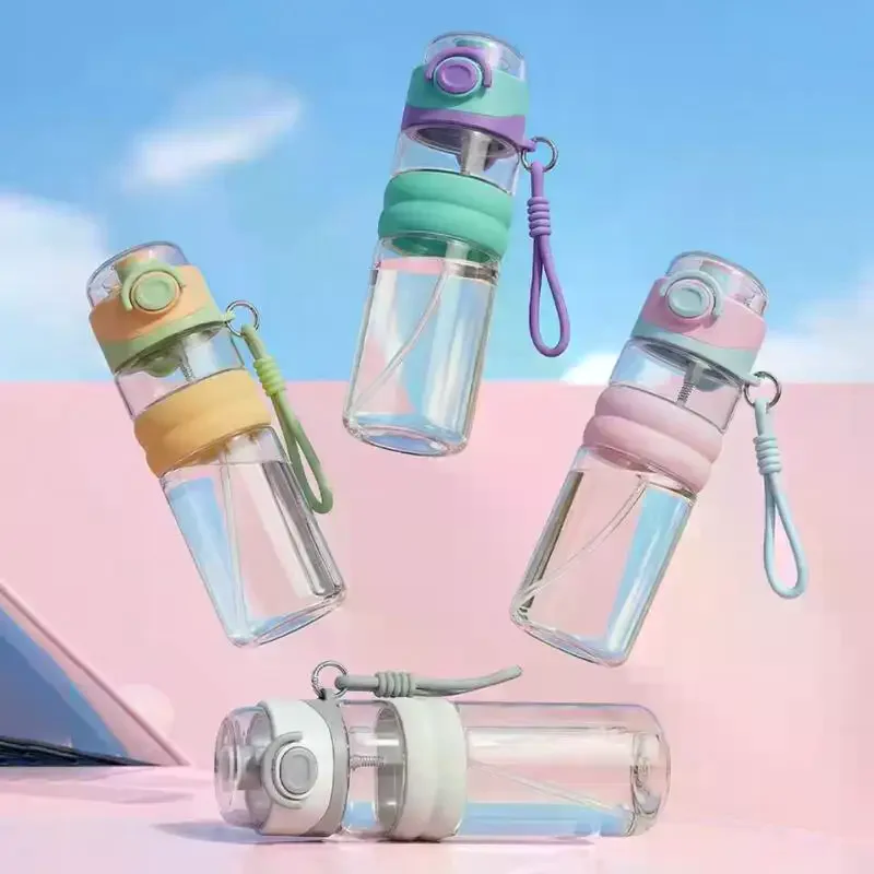 Spray Water Bottle 800ml Leak-Proof Portable Sports Cup Outdoor Travel Fitness Cycling Summer Cooling No Drip Refresh