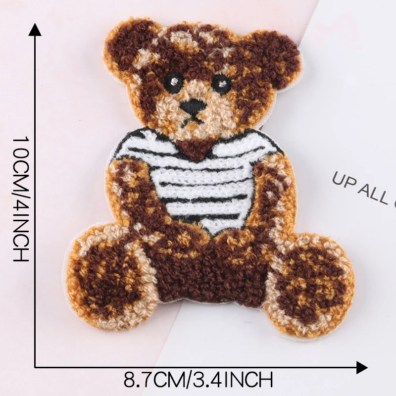 Retro Plush Embroidered Bear Patch Stickers Clothing Hoodies Patches on clothes DIY Accessories Embroidery Hand Sewing patches