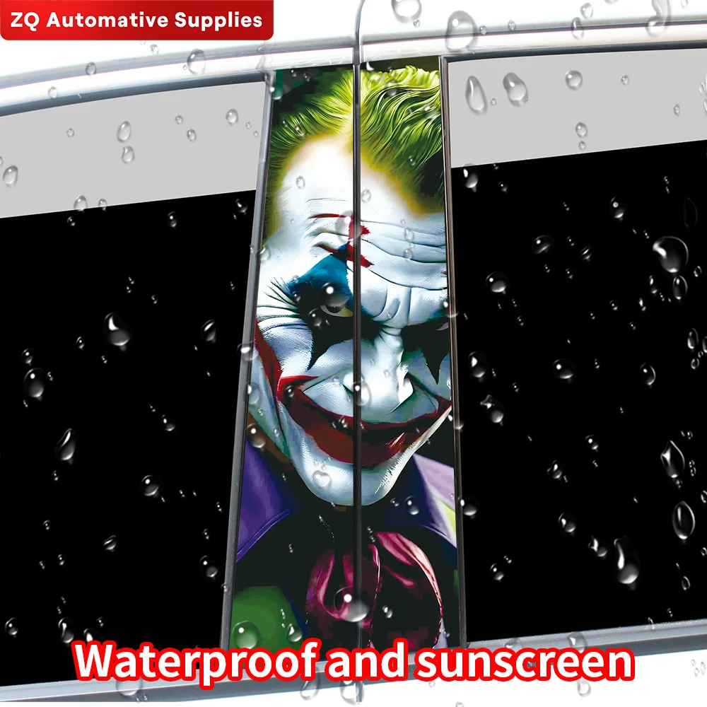 Adesivos de carro engraçados para decoração, Protetor solar B-pillar, DIY Auto Center Column Cover Scratches, Adesivos do Coringa dos desenhos animados, Acessórios automotivos