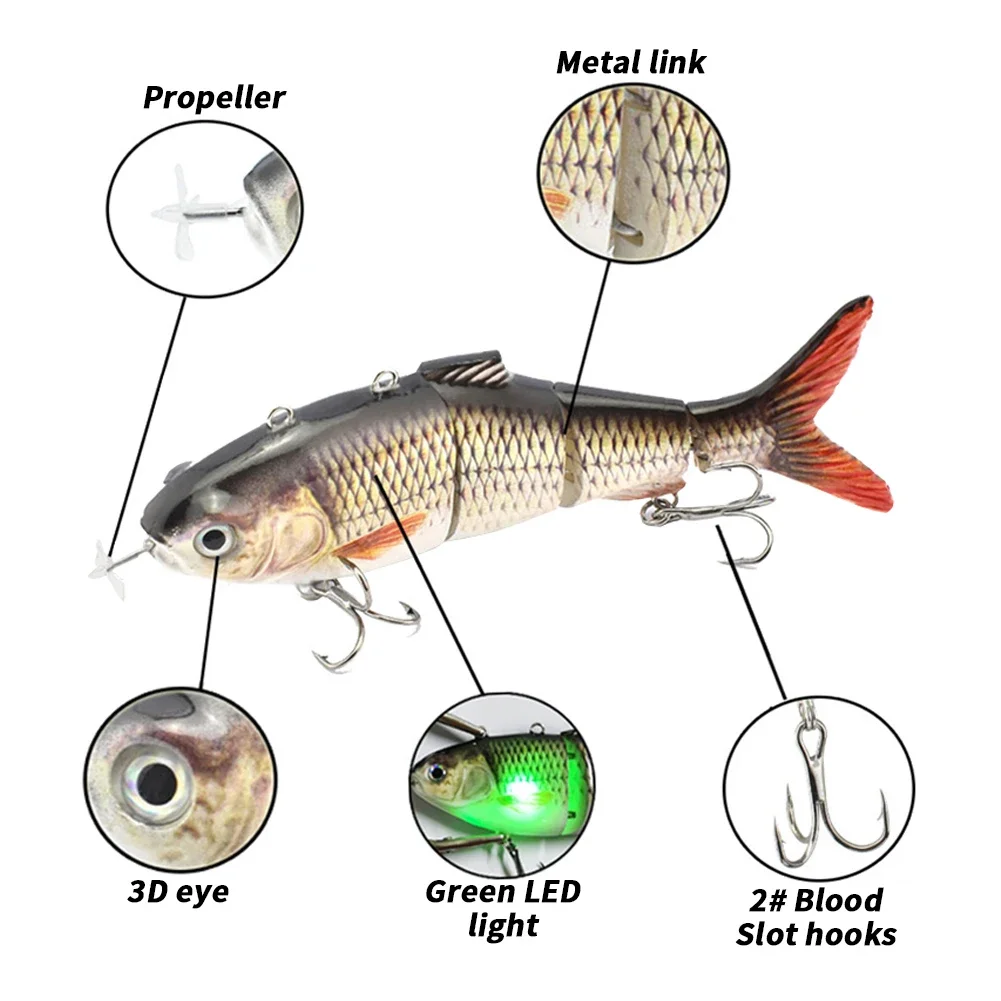 Lifelike LED Electric Bait, Electric Fishing Lure, Lifelike LED Electric Bait, USB Rechargeable Baits 130mm-42g