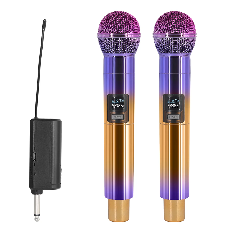 2 Channel Wireless Microphone UHF Fixed Frequency Handheld Professional Microphone for Singing Party Speech Chapel Meeting Room