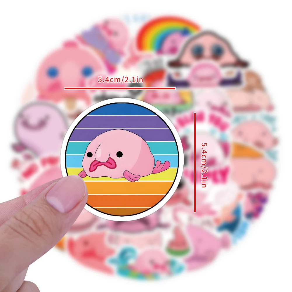 10/30/60Pcs Marine Life Blobfish Cartoon Stickers Pink Kawaii Graffiti Sticker Decal Notebook Boat Luggage Skateboard Kids Toys