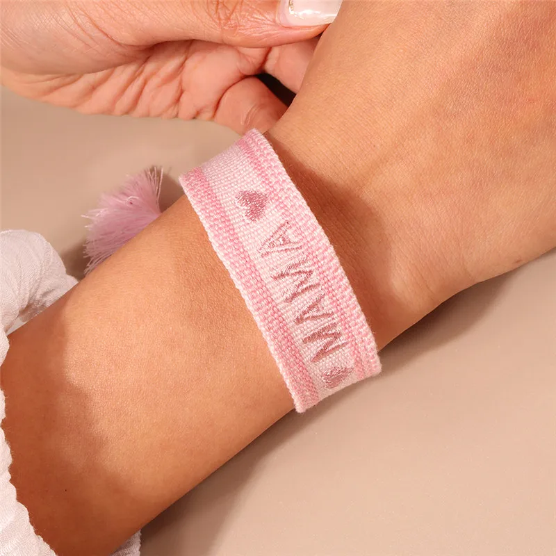 New Boho Adjustable Woven Rope Bracelets Bangle Embroidery Braided Tassel Best Mom Mama Bracelets for Mother\'s Day Jewelry Gifts