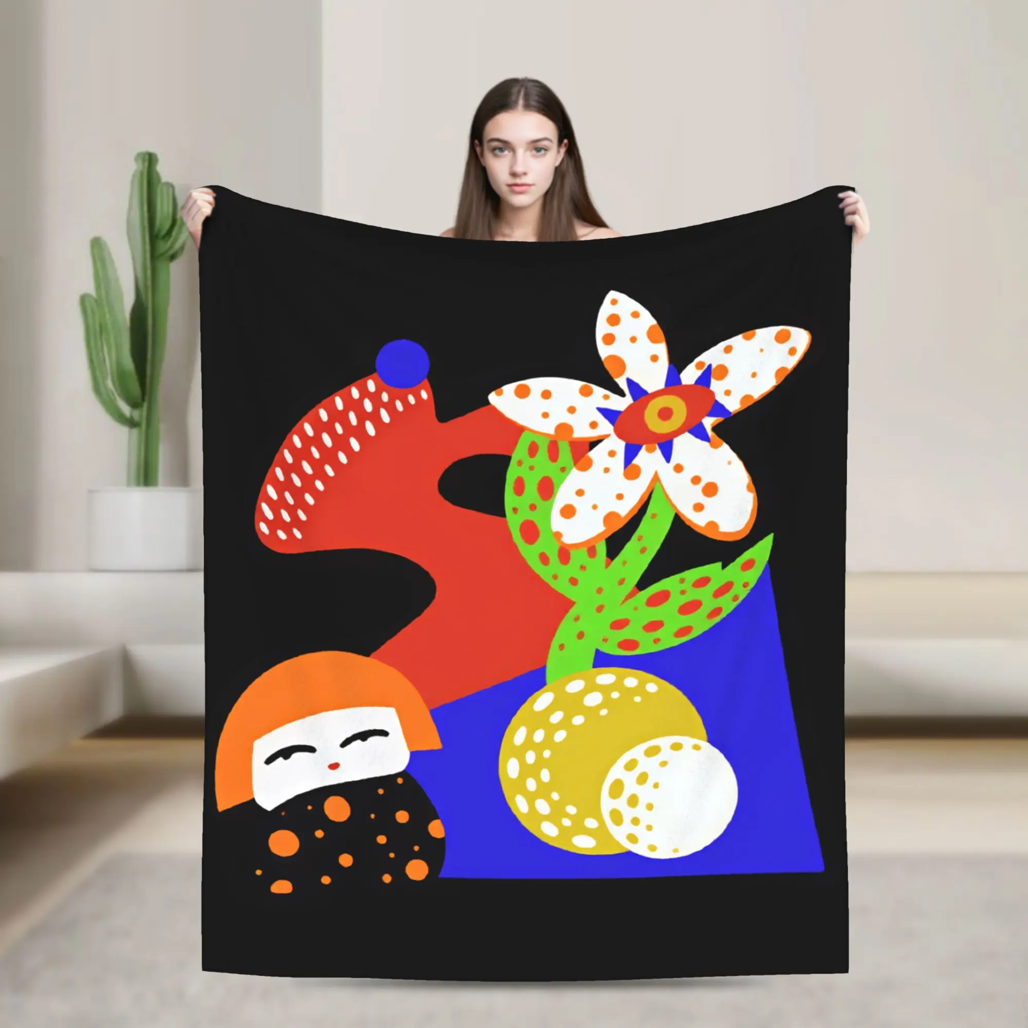 Yayoi Kusama Abstract Flower And Pumpkin Art Blanket Winter  Comfortable Throw Blanket For Adults Home Decor Bedspread Bed Cover