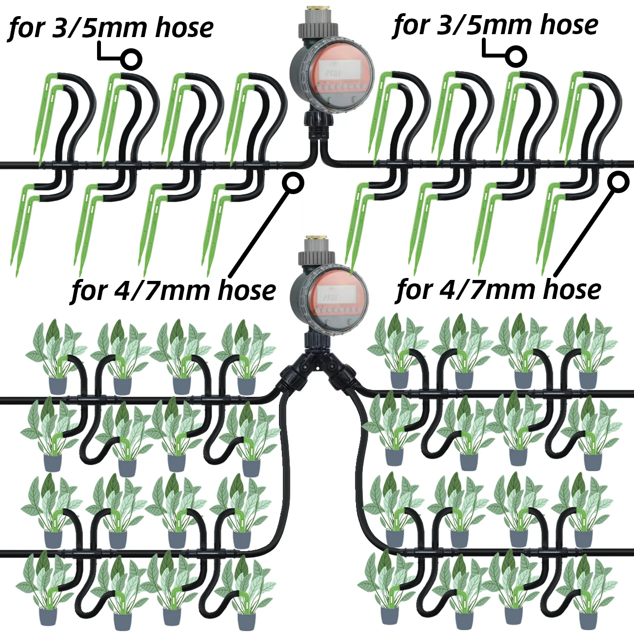 

Автоматическая система капельного полива KESLA для сада, экономящая воду, комплект для полива растений, шланг 4/7 мм на 3/5 мм для растений, бонсай, балкона