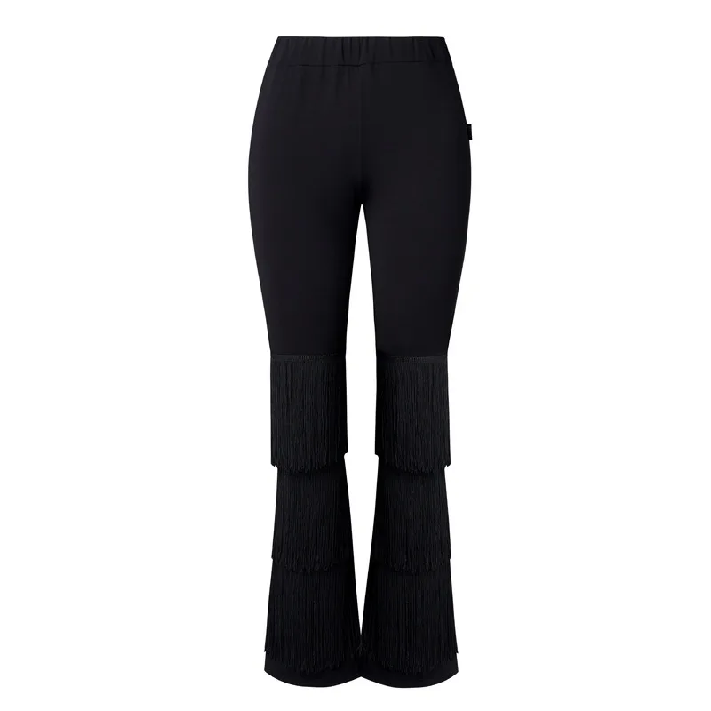 Costume da ballo latino per adulti per donna 2024 Pantaloni di danza del ventre con nappa di nuovo stile Pratica Rumba Cha Pantaloni da ballo a vita alta