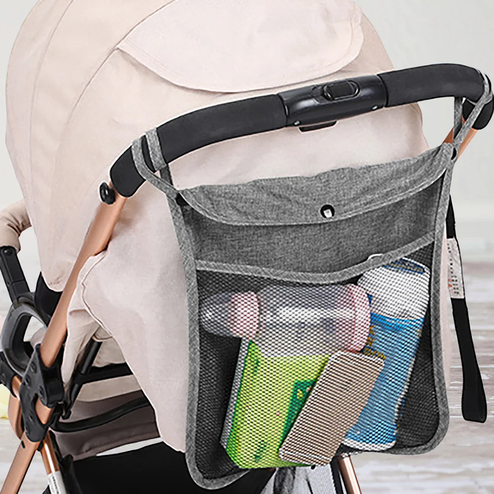 

2Pcs Baby Stroller Hanging Bag Mesh Storage Pouch Organizer Portable Travel Diaper Bottle Carrier Universal Fit
