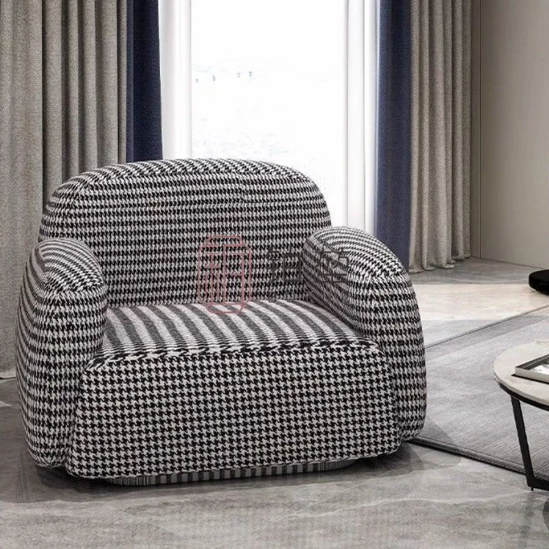 

Современный простой одноместный диван, кресло для отдыха, домашний диван для отдыха из хлопчатобумажной ткани с рисунком «гусиные лапки»