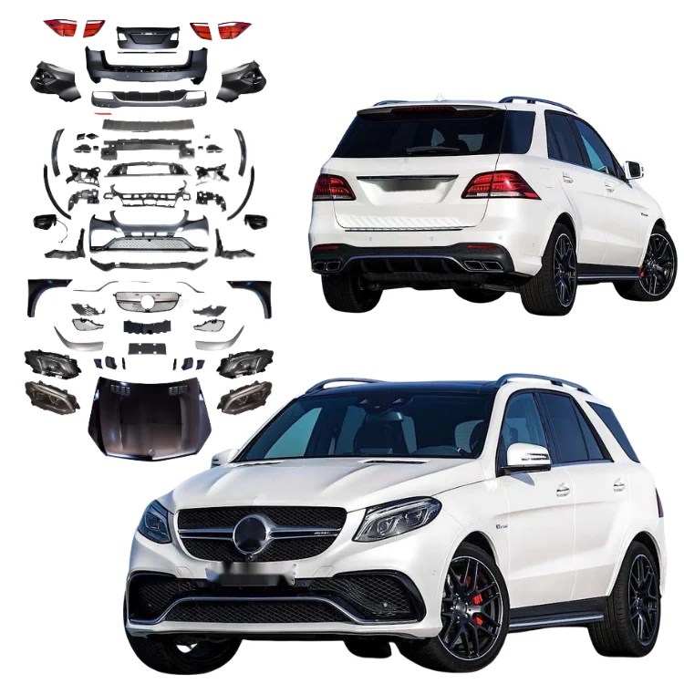 Body Kit for   W164 2005-2012 Upgrade to W166 GLE63 Side Skirt Bumper Headlight Bonnet Grille Front Rear Bumpers