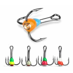 TAKEDO SP24 8# 10# 12# 14# Ice Fishing Hook Winter High Carbon Steel Ice Fishing Treble Hook Kit Ice Hook Lure For Carp Bass