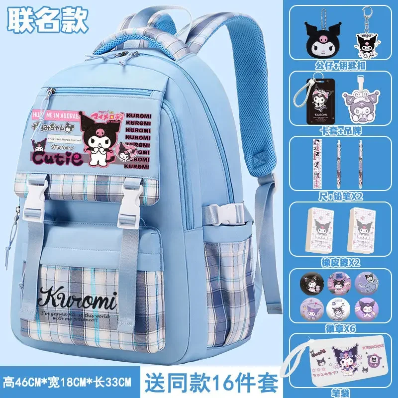 Sanrio grande capacidade Cartoon Schoolbag, leve mochila infantil spine-protectora, novo clipe M estudante